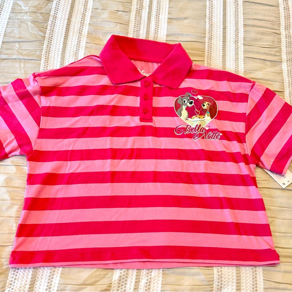 Disney Pink Striped Polo Shirt - Belle Norte